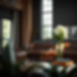 Luxurious leather couch in a modern living room setting