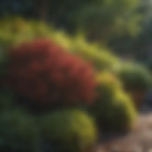 A vibrant display of various deciduous shrubs showcasing seasonal changes.