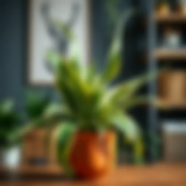 Snake Plant in Stylish Planter A vibrant Snake Plant thriving in a stylish planter, perfect for modern interiors