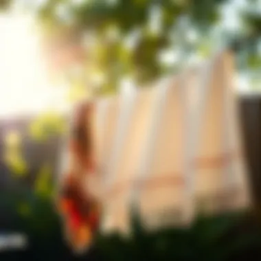 Towels drying in sunlight outdoors