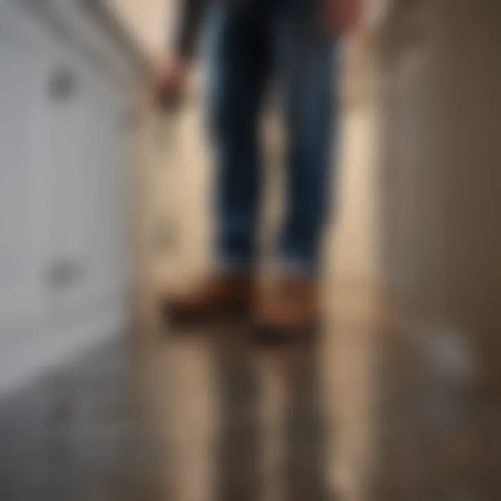 Homeowner inspecting plumbing under the sink