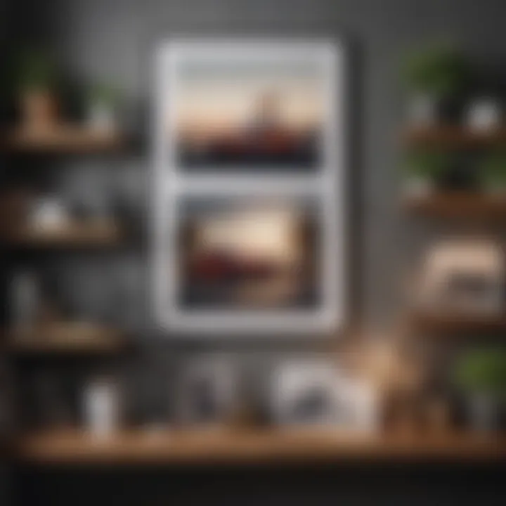 A collection of DIY art projects displayed creatively on a shelf, showcasing personal creativity.