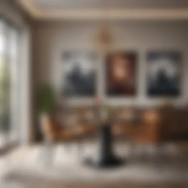 Art in the Dining Area An elegant dining area with art pieces that compliment the overall design aesthetic.