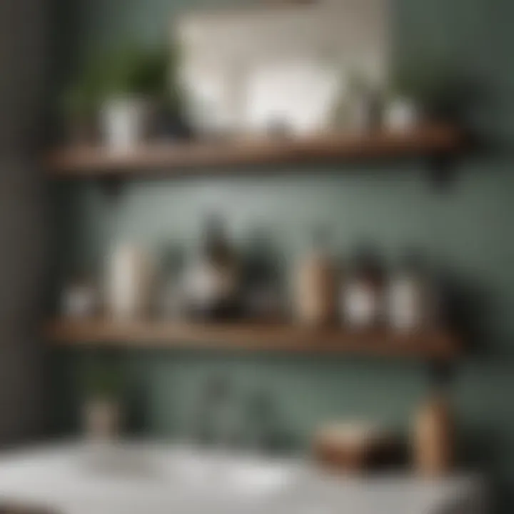 Vintage-inspired bathroom shelves with curated decor