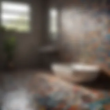 Vibrant Mosaic Tiles for Dynamic Spaces Colorful mosaic tiles creating a vibrant atmosphere