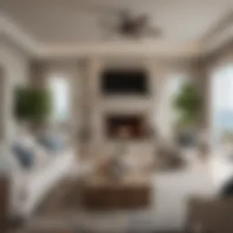 Cozy beach condo living room with ocean view