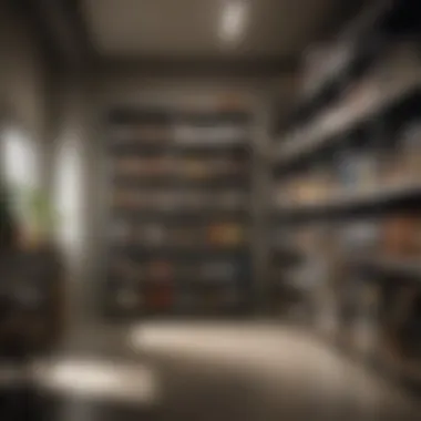 Functional basement storage solutions including shelving and cabinets