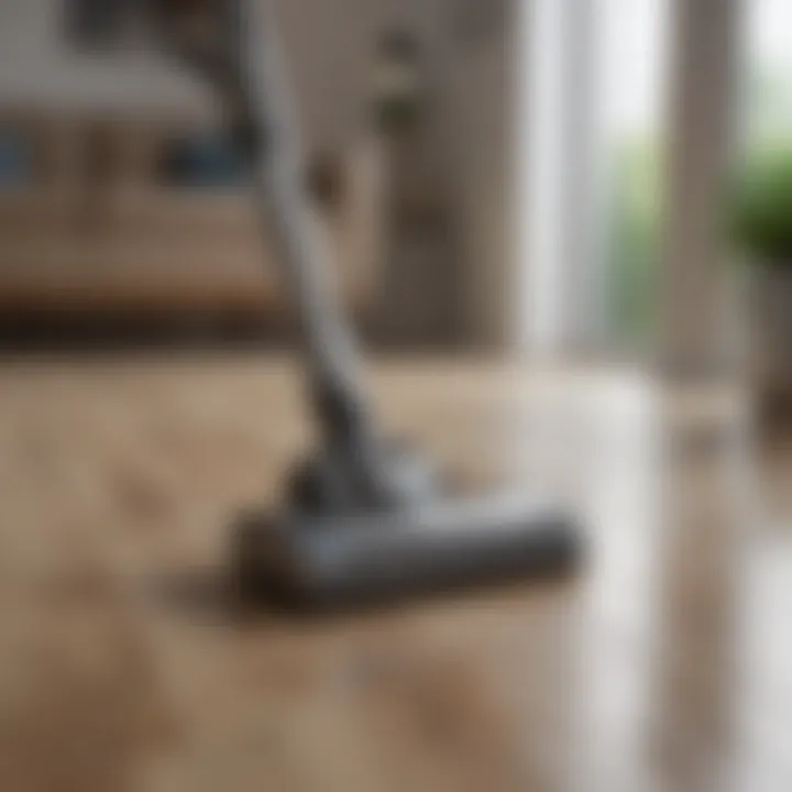 Cordless vacuum cleaner showcasing powerful suction on hard floors