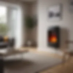 Modern electric heater in a stylish living room