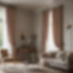 Elegant French return curtain rod in a stylish living room setting