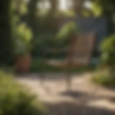 Stylish Outdoor Chair in a Serene Garden Stylish outdoor chair in a garden setting