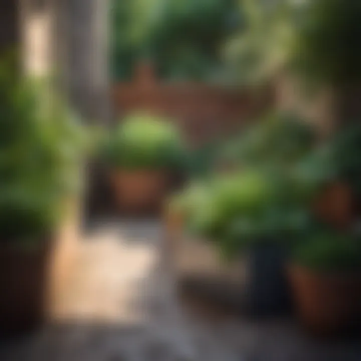Herbs thriving in a compact patio garden