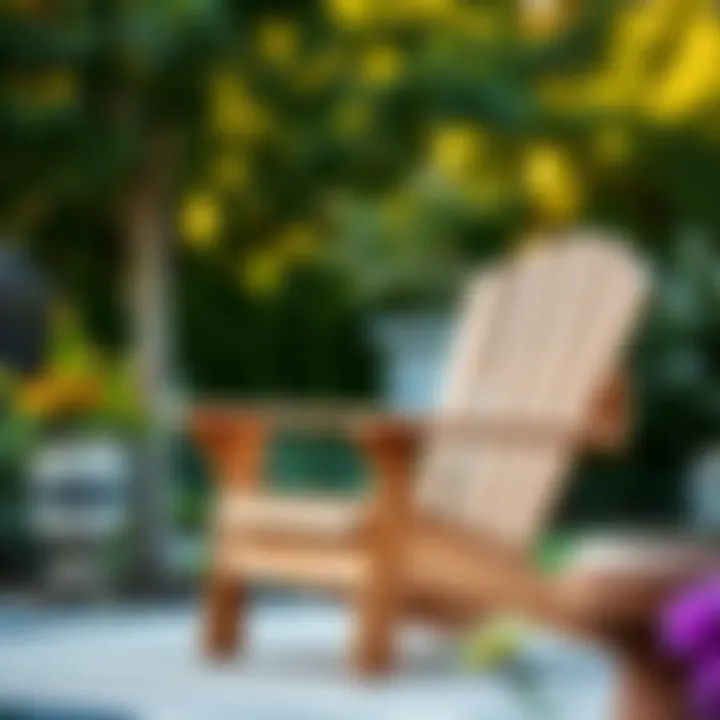 Timeless Design: Classic Wood Adirondack Chair Classic wood Adirondack chair in a serene outdoor setting