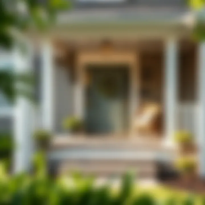 Completed Front Porch with Landscaping A completed front porch featuring decorative elements and landscaping