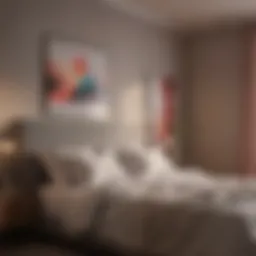 Modern bedroom design interface with color palettes