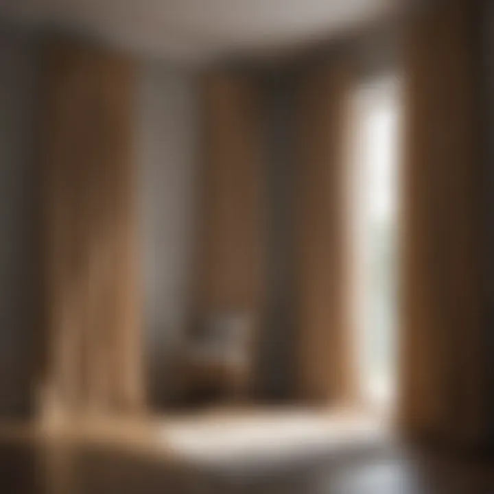 Visual comparison of curtain widths in a room