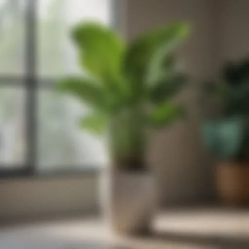 Vibrant green elephant ear plant showcasing its characteristic large leaves indoors