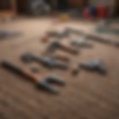 An organized workspace with tools and materials ready for carpet installation