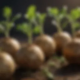 Seed potatoes showing early sprout development