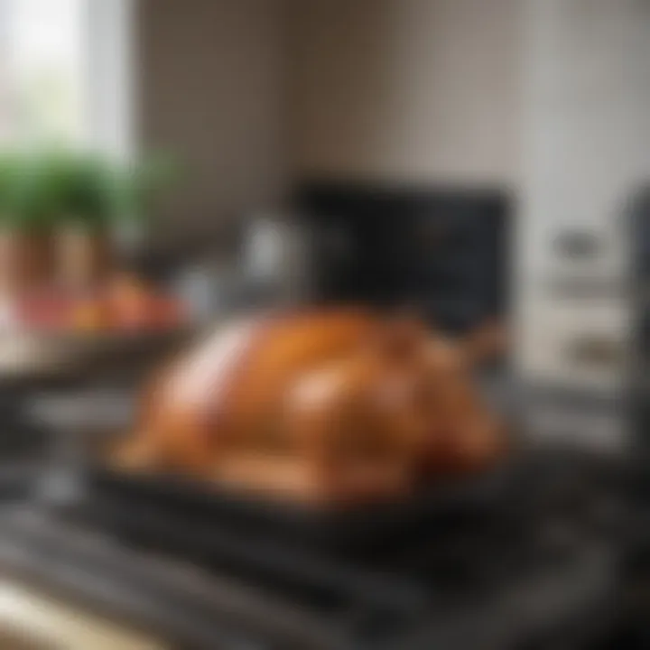 A specialized turkey roasting pan featuring a rack for enhanced airflow and even cooking