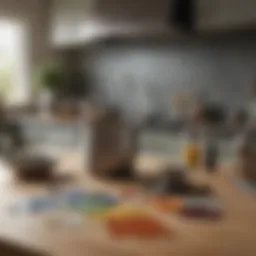 A swatch palette showcasing various kitchen paint colors