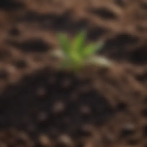 Close-up of rich, dark soil with organic matter.