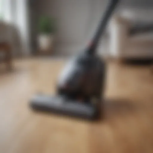 A sleek vacuum cleaner designed for carpets and hardwood floors showcased in a modern living room