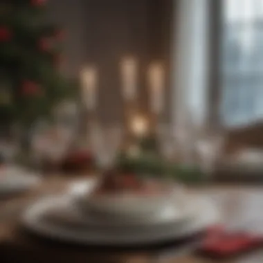 An Elegant Christmas Table Setting Elegant Christmas table setting with fine china and festive decorations