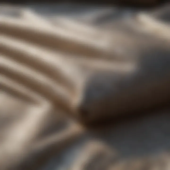 A close-up of soft, textured fabric used in coastal bed covers