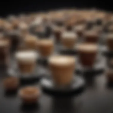 Variety of Coffee Beverages from Compatible Pods An array of coffee beverages made from different compatible pods, showcasing their variety.