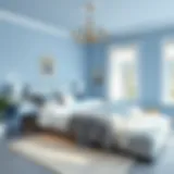 Serene bedroom painted in soft blue tones