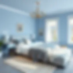 Serene bedroom painted in soft blue tones