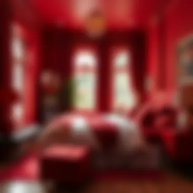 Bold Red Accents Vibrant bedroom with bold red accents