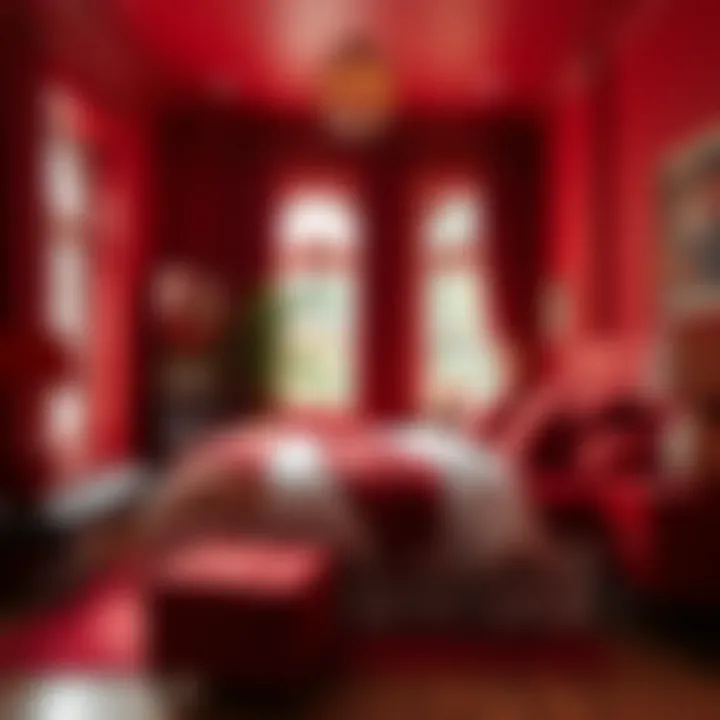 Bold Red Accents Vibrant bedroom with bold red accents