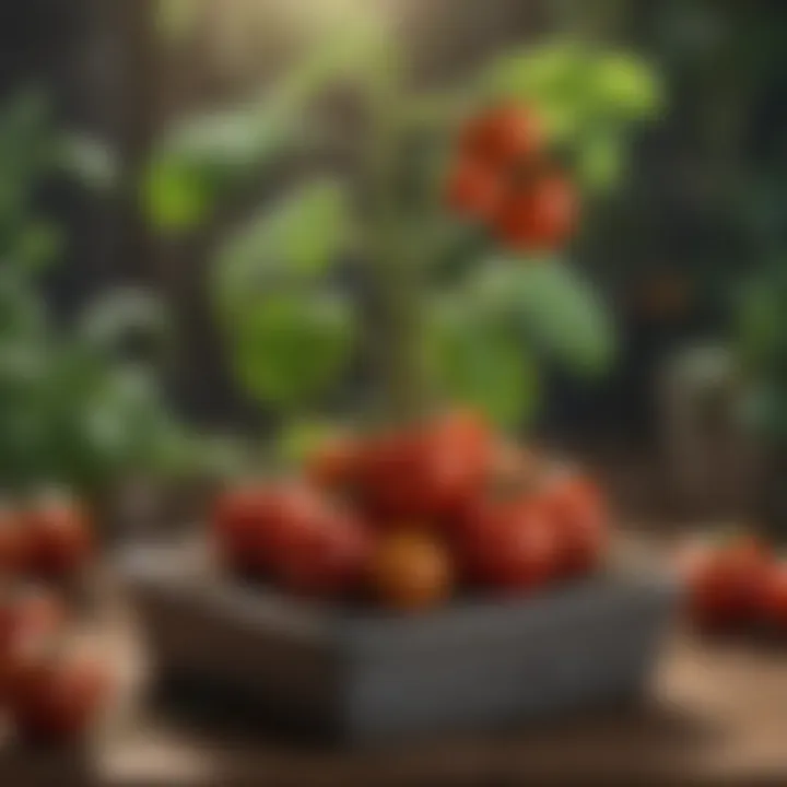 Visual representation of companion plant pairings for tomatoes.