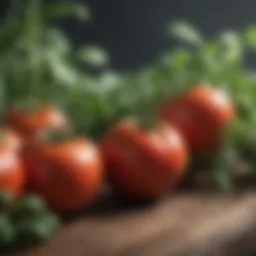 Tomato plants surrounded by beneficial herbs