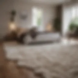 Luxurious floor bedding setup in a modern living room with plush textures