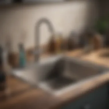 Essential Cleaning Supplies Cleaning supplies arranged for sink maintenance