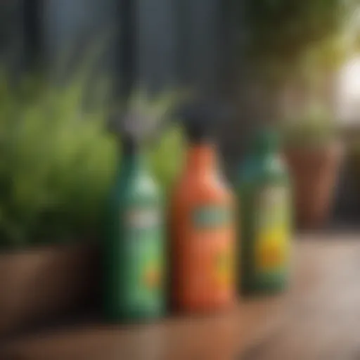 A variety of herbicides displayed on a garden table