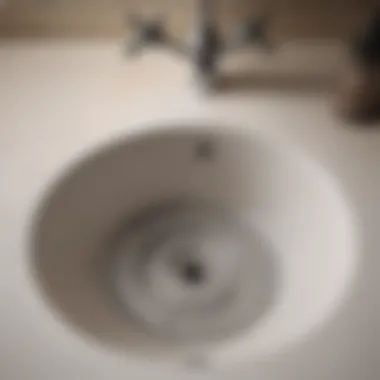 Close-up of a clogged sink drain