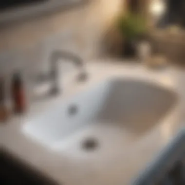 Detailed view of a bathroom sink plumbing system