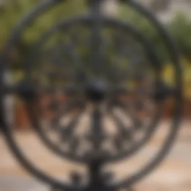 Intricate Wrought Iron Design Details Close-up view of intricate wrought iron designs on a patio table