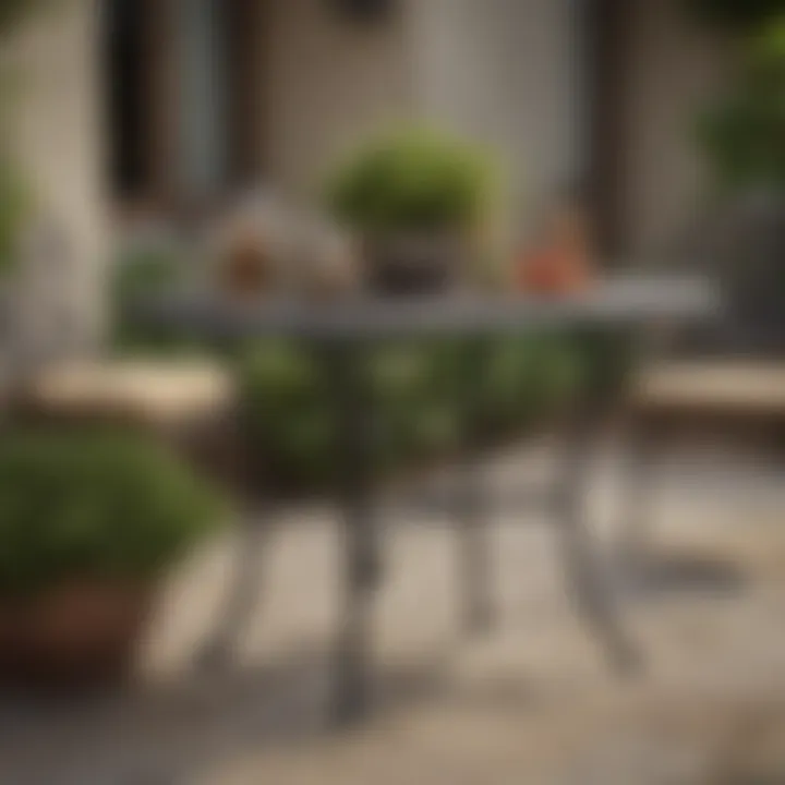 Stylish oval patio table adorned with decorative accessories