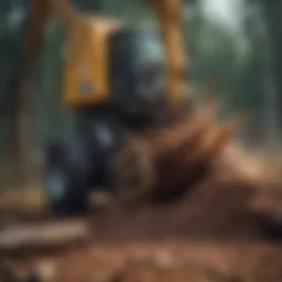 Illustration of mechanical stump removal machinery in action