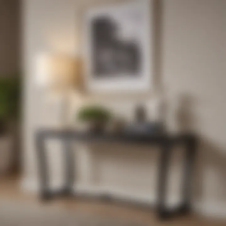 Elegant styling of a two-leg console table with decorative elements