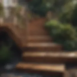 Elegant wooden deck stairs