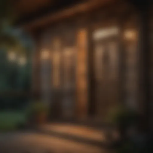 Rustic cottage porch light illuminating a charming entryway
