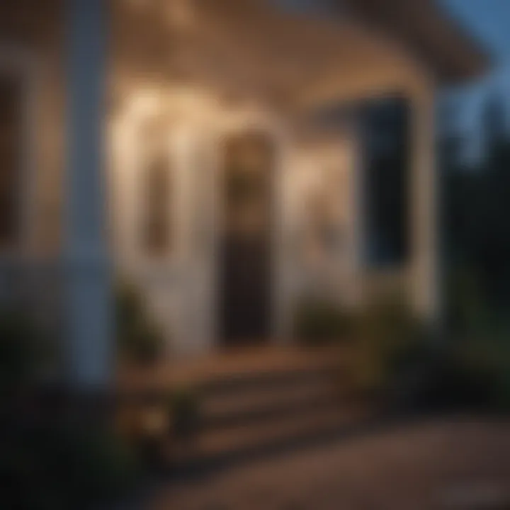 Warmly lit porch featuring various styles of cottage lights