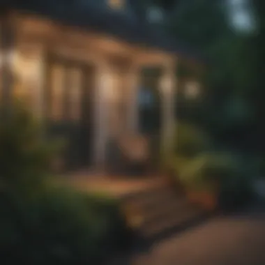 Vintage-inspired cottage porch lights surrounded by lush greenery