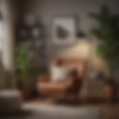 Cozy Corner with Reading Chair and Decor An inviting corner showcasing a cozy reading chair and decorative elements